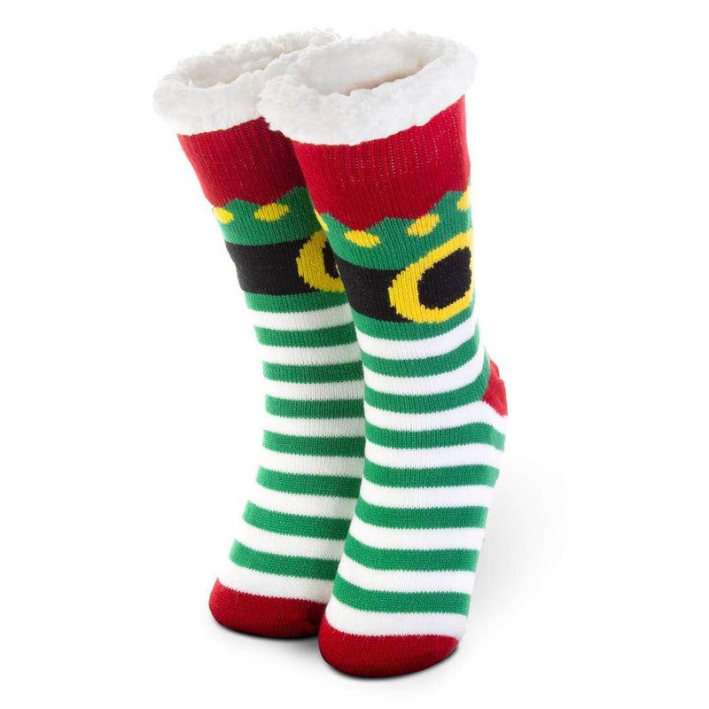 ChalkTalkSPORTS Christmas Elf Slipper Sock | Holiday Socks | Sherpa Fleece Lined | One Size Fits Most - Image 1